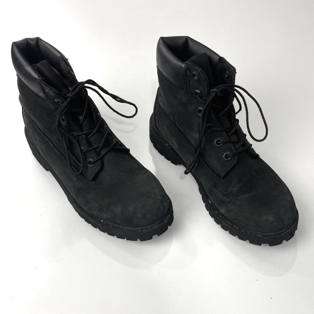 Timberland Premium 6 Inch Waterproof Boots Black Nubuck Leather Mens 5M EUC